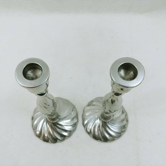 Candle Stick Holders Twist Shaft Base Cast Aluminum Vintage Home Decor 9" - Picture 6 of 8